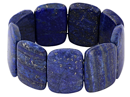 Pre-Owned 32x22-36x26mm Fancy Cut Blue Lapis lazuli Stretch Bracelet - Size 7
