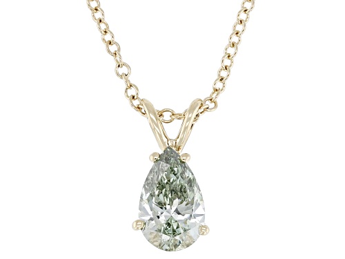 Pre-Owned Prazana® Lab-Grown Diamonds Certified 0.50ct Pear Green Diamond 10K Yellow Gold Pendant W/