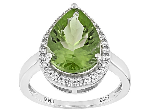 Pre-Owned 3.90ct Quantum Cut Color-Change Zandrite® with 0.49ctw White Zircon Rhodium Over Silver Ri - Size 6