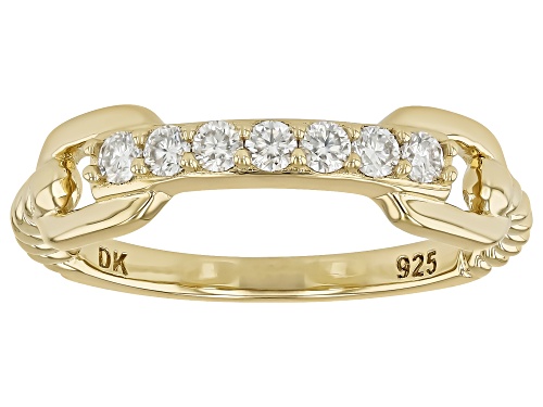 Pre-Owned MOISSANITE FIRE® 0.21CTW DEW ROUND 14K YELLOW GOLD OVER SILVER RING - Size 9
