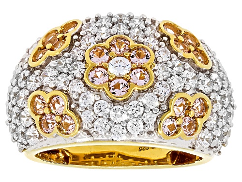 Pre-Owned Bella Luce® Esotica™ 3.75ctw Morganite And White Diamond Simulants Eterno™ Yellow Flower R - Size 6