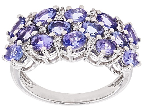 Pre-Owned 2.02ctw Tanzanite with 0.17ctw White Zircon Rhodium Over Sterling Silver Ring - Size 8