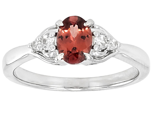 Pre-Owned 0.93ct Blush Zircon and 0.12ctw White Zircon Rhodium Over Sterling Silver Ring - Size 6