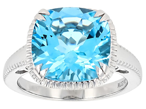 Pre-Owned 7.65ct Glacier Topaz™ Rhodium Over Sterling Silver Ring - Size 7