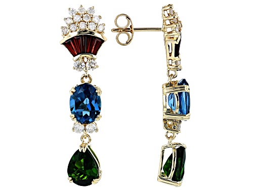 Park Avenue Collection® 5.87ctw Multi-Gemstone And .64ctw White Diamond 14K Yellow Gold Earrings
