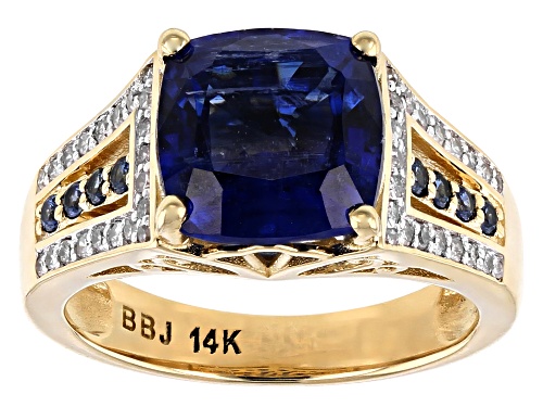 Park Avenue Collection® 3.45ct Kyanite With .41ctw Diamond & Sapphire 14K Yellow Gold Ring - Size 7