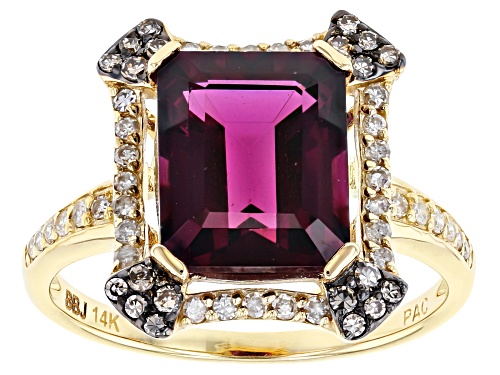 Park Avenue Collection® 3.06ct Grape Color Garnet & .31ctw Diamond 14K Yellow Gold Ring - Size 5