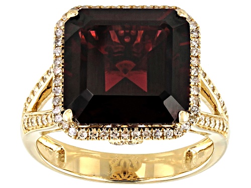 Photo of Park Avenue Collection® 7.65ct Raspberry Color Rhodolite & .43ctw Diamond 14K Yellow Gold Ring - Size 10