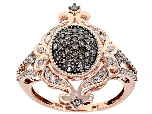 Park Avenue Collection® 0.60ctw Round Champagne & White Diamond 14K Rose Gold Ring - Size 7