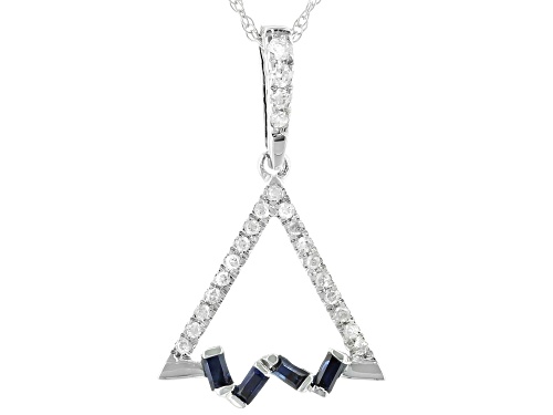 Photo of Park Avenue Collection® .12ctw Sapphire & .10ctw Diamond 14K White Gold Pendant With Rope Chain