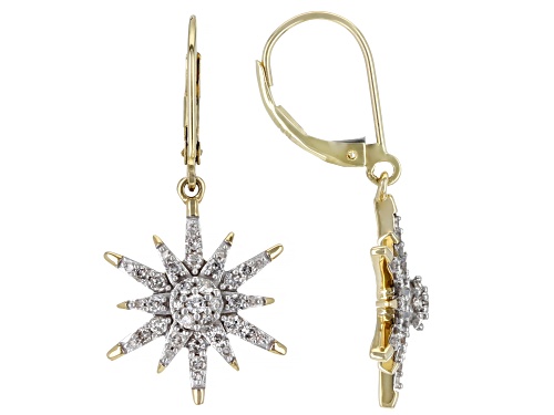 Park Avenue Collection® 0.80ctw Round White Diamond 14k Yellow Gold Celestial Dangle Earrings