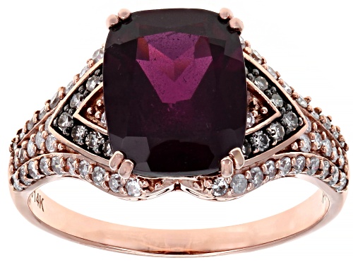 Photo of Park Avenue Collection® 3.06ct Rhodolite Garnet & .42ctw Diamond 14K Rose Gold Center Design Ring - Size 6