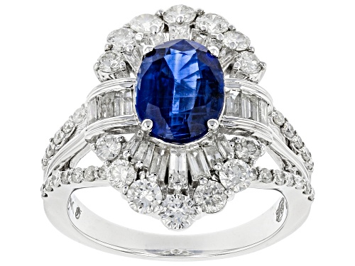 Park Avenue Collection® 1.80ct Blue Kyanite And 1.50ctw White Diamond 14k White Gold Cocktail Ring - Size 7