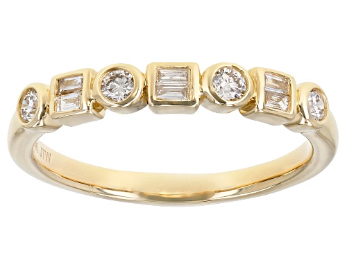 Photo of Park Avenue Collection® 0.25ctw Round And Baguette White Diamond 14k Yellow Gold Band Ring - Size 9