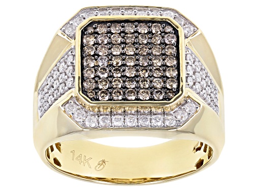 Photo of Park Avenue Collection® 1.00ctw Round  Champagne & White Diamond 14k Yellow Gold Men's Ring - Size 10