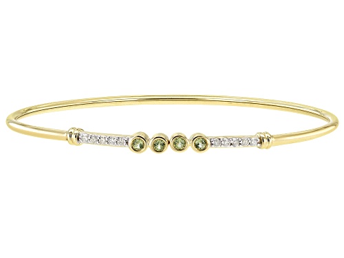 Photo of Park Avenue Collection® 0.20ctw Green Peridot & 0.17ctw White Diamond 14k Yellow Gold Cuff Bracelet - Size 6.75
