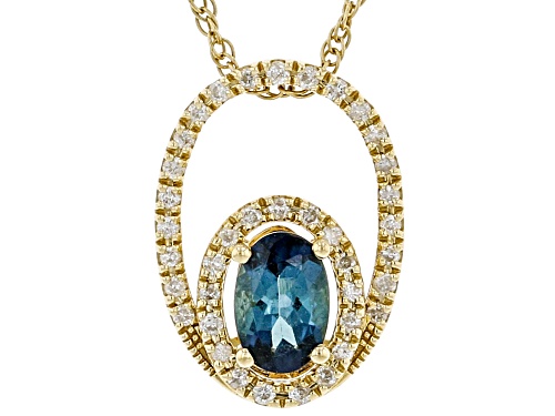 Park Avenue Collection® .45ct Indicolite Blue Tourmaline & .15ctw Diamond 14K Yellow Gold Pendant