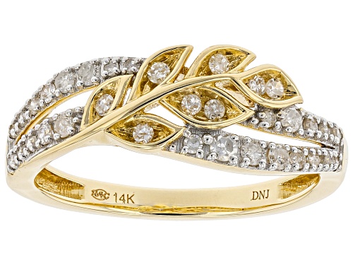 Photo of Park Avenue Collection® 0.33ctw Round White Diamond 14K Yellow Gold Floral Inspired Crossover Ring - Size 6