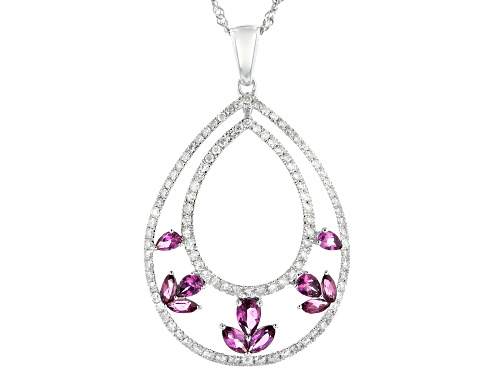 Park Avenue Collection® 1.12ctw Grape Color Garnet And 0.50ctw White Diamond 14k White Gold Pendant