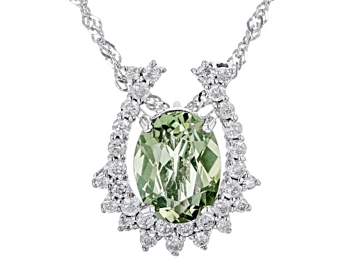 Park Avenue Collection® 1.11ct Green Tourmaline & 0.22ctw White Diamond 14k White Gold Pendant