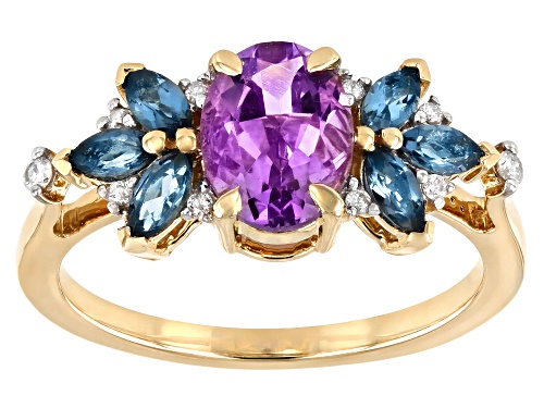 Photo of Park Avenue Collection® 1.15ctw Lavender Amethyst, 0.54ctw Blue Topaz, And Diamond Accent Ring - Size 7.5