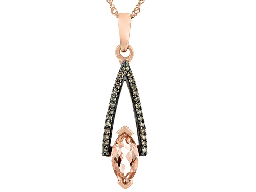 Park Avenue Collection® 0.86ctw Morganite And 0.15ctw Champagne Diamond 14k Rose Gold Pendant