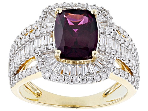 Park Avenue Collection® 1.98ct Rhodolite Garnet & 0.87ctw White Diamond 14k Yellow Gold Ring - Size 5