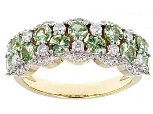 Photo of Park Avenue Collection® 0.99ctw Tsavorite Garnet & 0.40ctw White Diamond 14k Yellow Gold Band Ring - Size 9