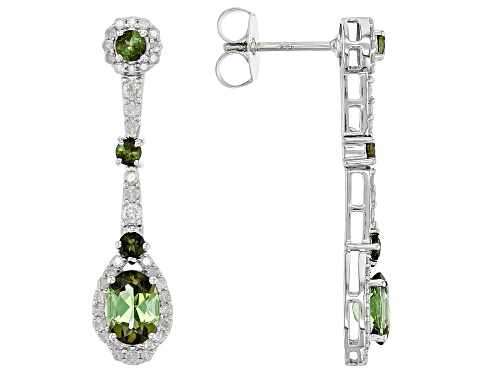 Photo of Park Avenue Collection® 2.66ctw Round Green Tourmaline And White Diamond 14k White Gold Earrings
