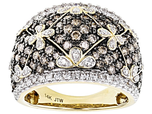 Park Avenue Collection® 2.00ctw Round Champagne And White Diamond 14k Yellow Gold Dome Ring - Size 5