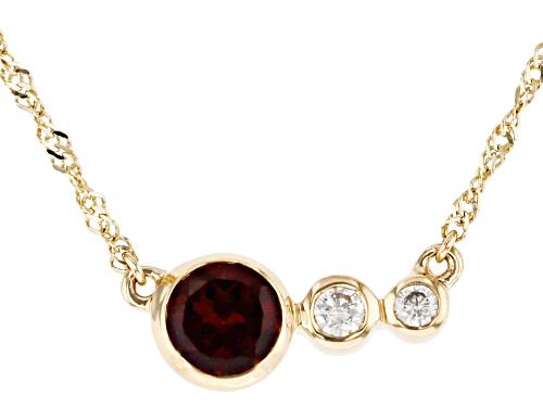 Photo of Park Avenue Collection® 0.70ctw Garnet And Diamond 14k Yellow Gold January Birthstone Bar Necklace - Size 18