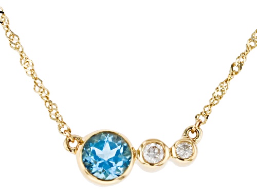 Photo of Park Avenue Collection® 0.57ctw Topaz And Diamond 14k Yellow Gold December Birthstone Bar Necklace - Size 18