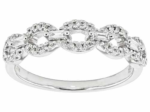 Park Avenue Collection® 0.25ctw Round And Baguette White Diamond 14k White Gold Link Band Ring - Size 8