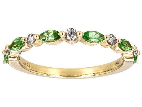 Park Avenue Collection® 0.63ctw Tsavorite Garnet And 0.16ctw White Diamond 14k Yellow Gold Band Ring - Size 8
