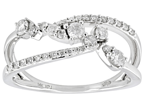 Park Avenue Collection® 0.50ctw Round White Diamond 14k White Gold Bypass Ring - Size 8