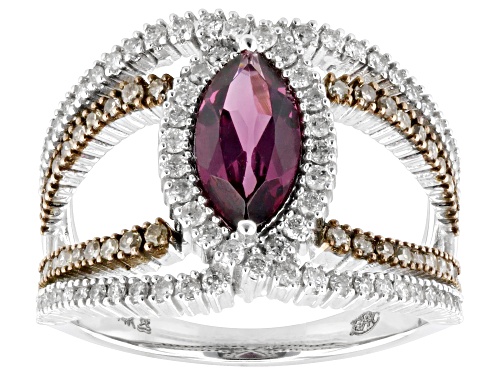 Park Avenue Collection® Rhodolite With Champagne  And White Diamond 14k White Gold Ring 2.23ctw - Size 5