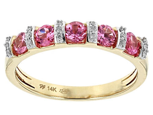 Park Avenue Collection® .50ctw Pink Spinel And .05 White Diamond 14k Yellow Gold Band Ring - Size 7