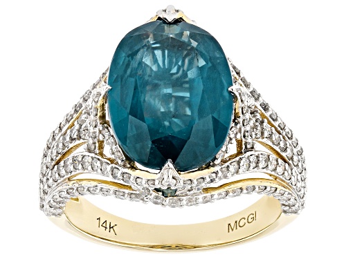 Park Avenue Collection® 6.25ct Teal Kyanite And 1.01ctw White Diamond 14k Yellow Gold Ring - Size 11