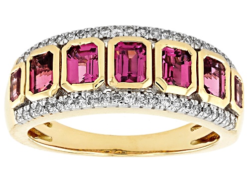 Park Avenue Collection® Malawi Magenta Garnet & White Diamond 14k Yellow Gold Ring 1.55ctw - Size 9