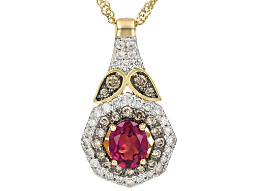 Park Avenue Collection® Grape Color Garnet And Diamond 14k Yellow Gold Pendant And Chain 0.70ctw