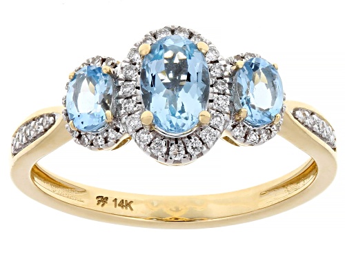 Park Avenue Collection® 0.59ctw Santa Maria Aquamarine and 0.30ctw Diamond 14k Yellow Gold Ring - Size 7