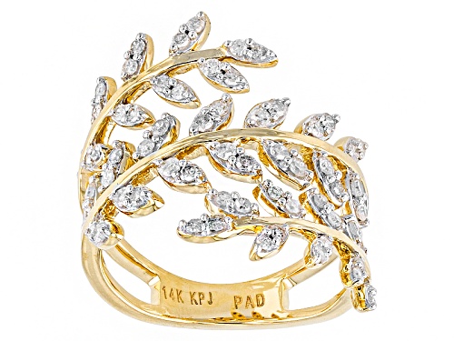 Park Avenue Collection™ .53ctw Round White Diamond 14k Yellow Gold Leaf Ring - Size 6