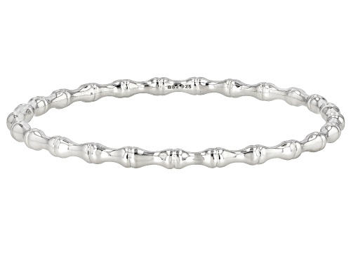 Pacific Style™ Bamboo Inspired Rhodium Over Sterling Silver Bangle Bracelet - Size 7.5
