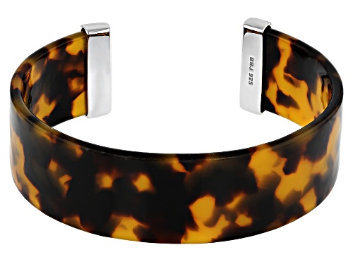 Photo of Pacific Style™  Imitation Tortoise Shell Rhodium Over Silver Cuff Bracelet - Size 7