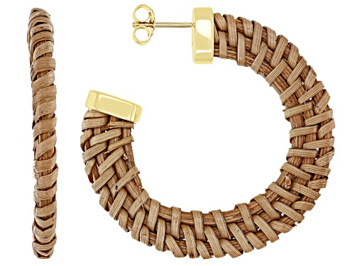 Photo of Pacific Style ™ Rattan 18K Gold Over Silver J-Hoop Earrings