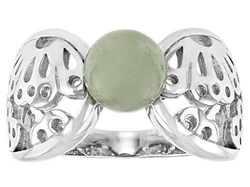 Photo of Pacific Style™ Jadeite Rhodium Over Sterling Silver Flower Silhouette Ring - Size 8