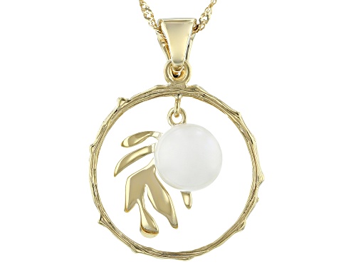 Photo of Pacific Style™ Cultured Mabe Pearl 18K Yellow Gold Over  Silver Palm Leaf Design Enhancer With Chain