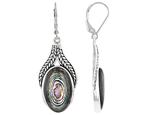 Pacific Style™ Abalone Shell Sterling Silver Braided Detail Earrings