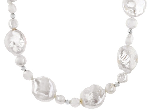 Photo of Pacific Style™ Freshwater Pearl Rhodium Over Silver Necklace - Size 18
