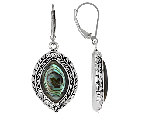 Photo of Pacific Style™ Marquise Abalone Shell Sterling Silver Leaf Earrings